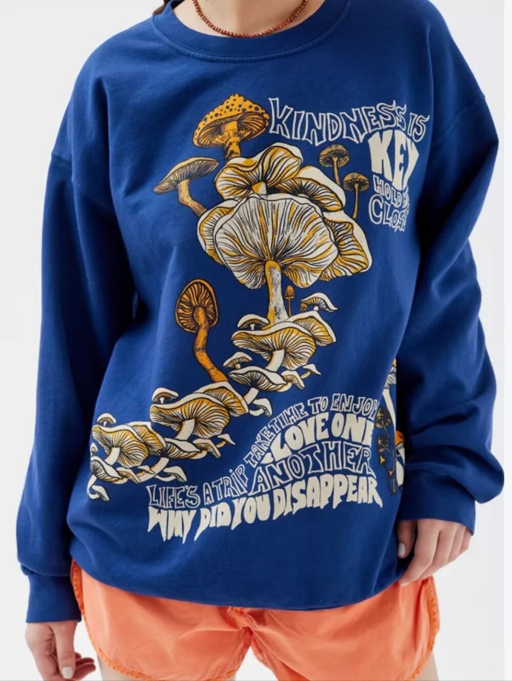 Urban Outfitters x Project Social Tee Mushroom Crewneck Sweatshirt Blue L / XL